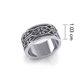 Modern Celtic Knotwork Spiral Sterling Silver Ring TRI670